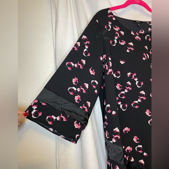 NWT Alfani Black w Pink Abstract Poncho Flowly Top w Satin Stripe Size 0X - Picture 7 of 12